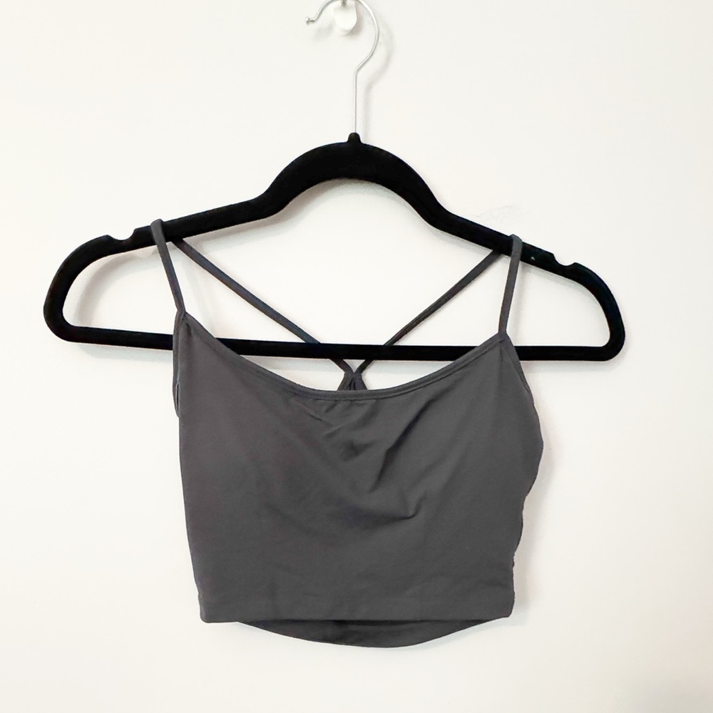 ALPHALETE Gray Strappy Crop Top